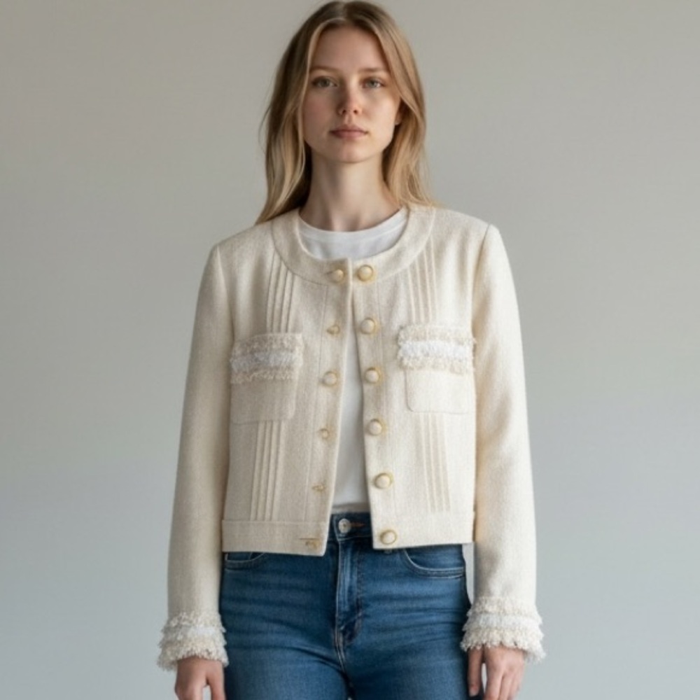 St. John Chic Cream Button-Up Jacket - image 1